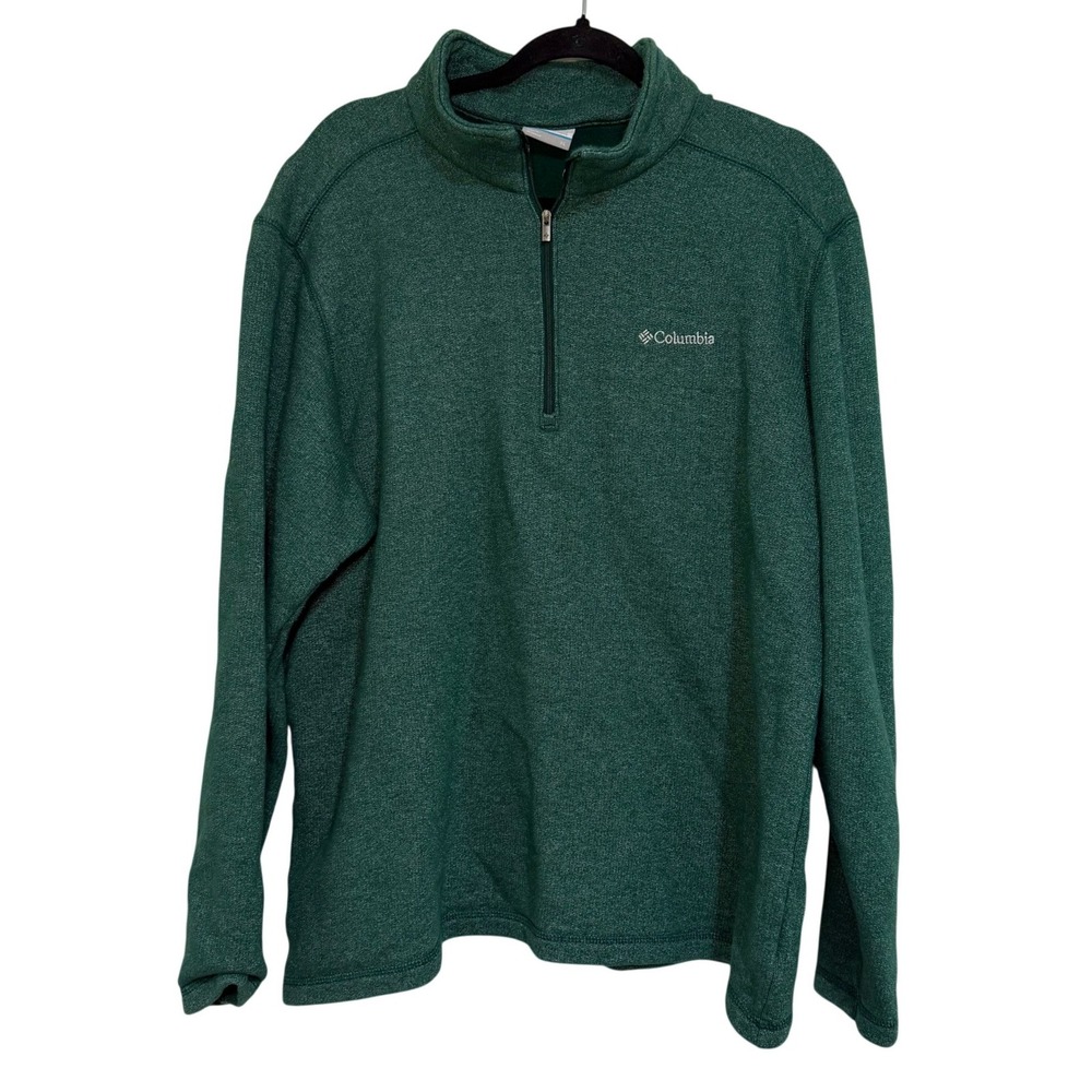 Columbia Green Heathered Fleece 1/4 Zip Pullover Sweatshirt Women's XL Gorpcore